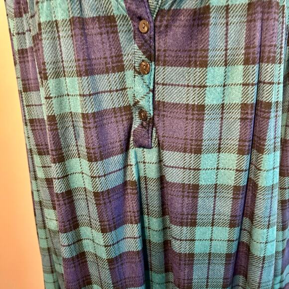 Aria Collection Plaid Women's SZ LG Knit Velour Long Sleeve Ballet Nightgown - Picture 6 of 7